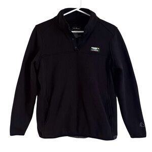 LL Bean Womens Black Sweater Fleece Quarter Snap Gorpcore Preppy Outdoor Medium